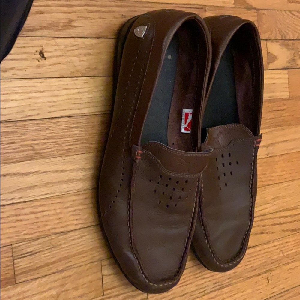 Leather puma loafers